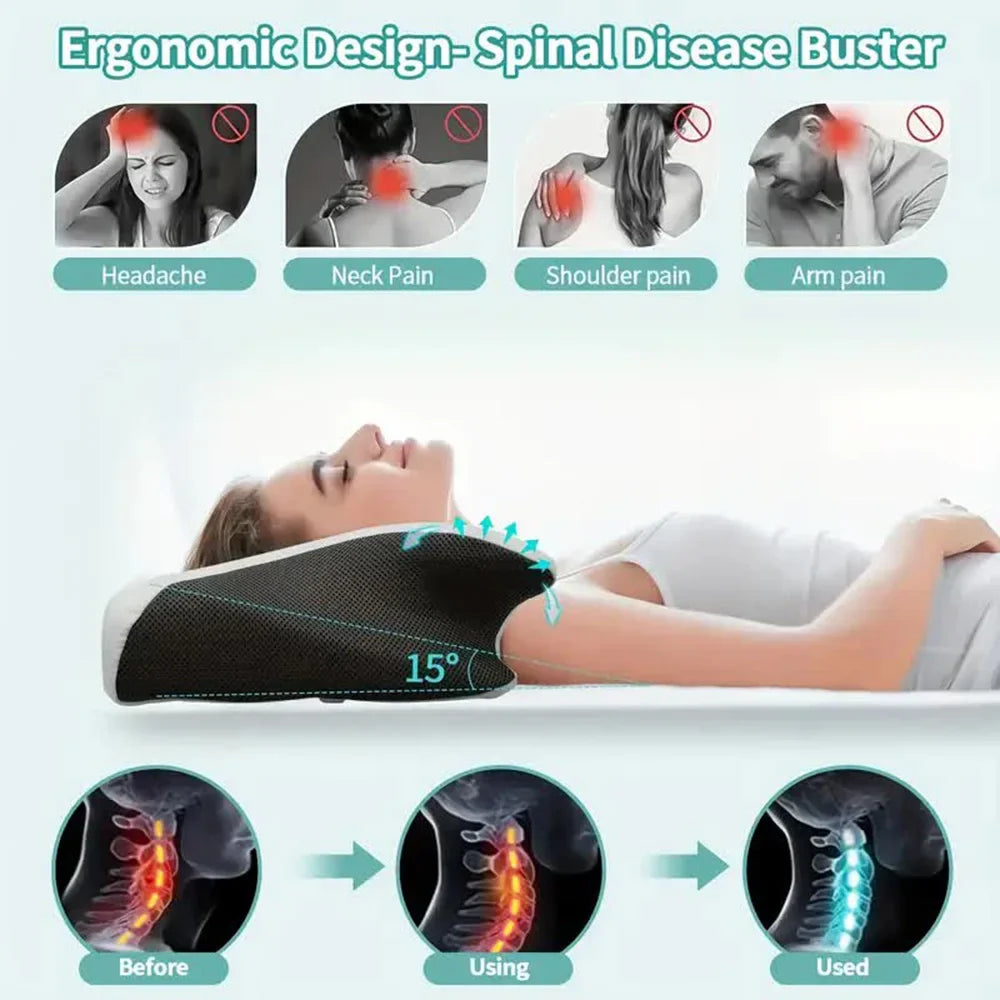Zimonto - Butterfly Sleep Memory Neck Pillow Slow Rebound Comfortable Memory Foam Sleep Pillow Cervical Orthopedic Neck Massage Bed Pillow