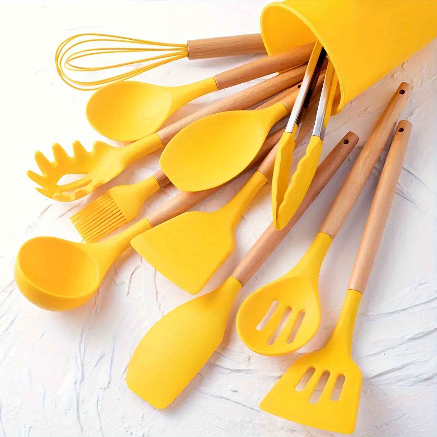 12Piece NonStick Silicone Utensil Set with Wooden Handles