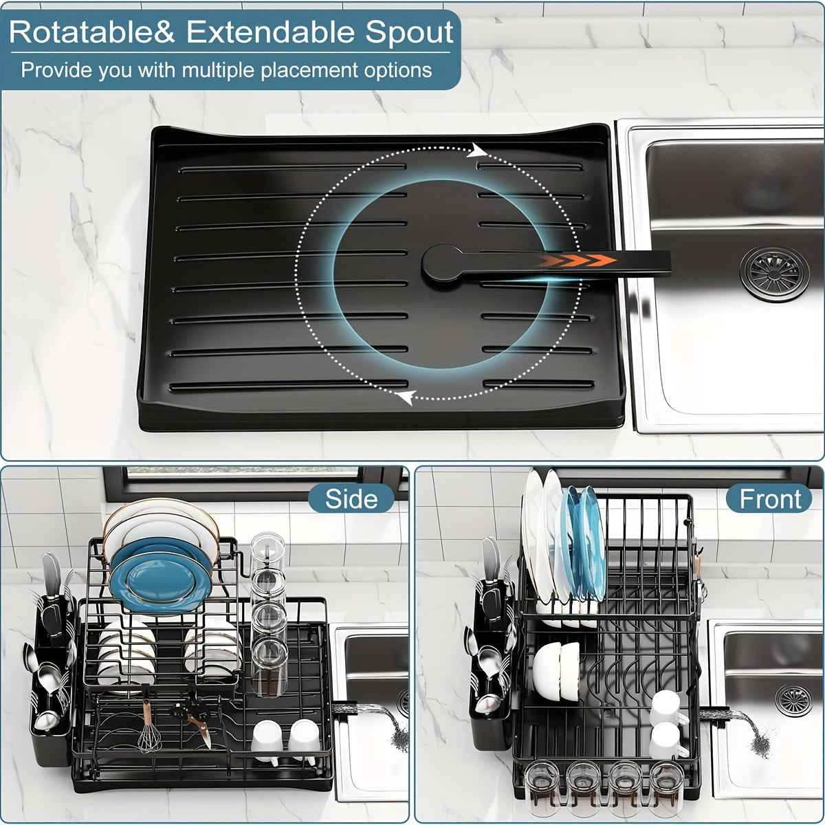 SpaceSaving 2Tier Carbon Steel Dish Rack Organizer