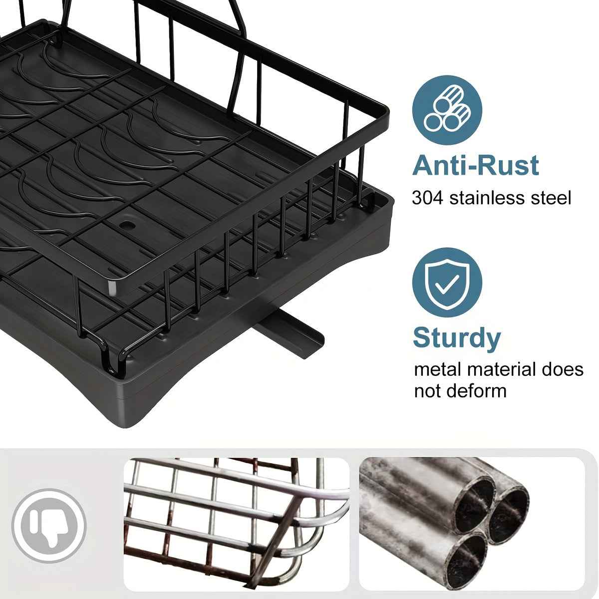 SpaceSaving 2Tier Carbon Steel Dish Rack Organizer