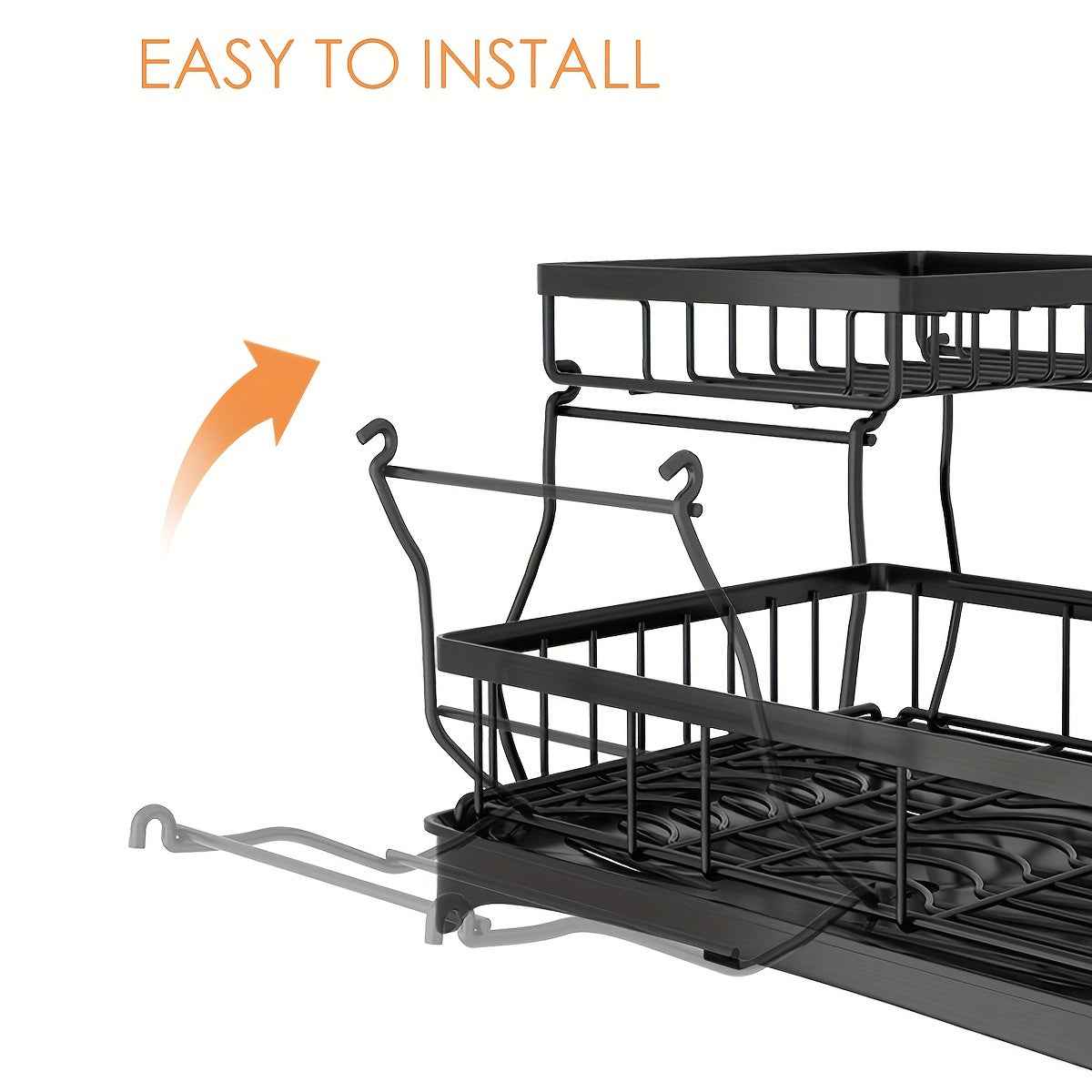 SpaceSaving 2Tier Carbon Steel Dish Rack Organizer