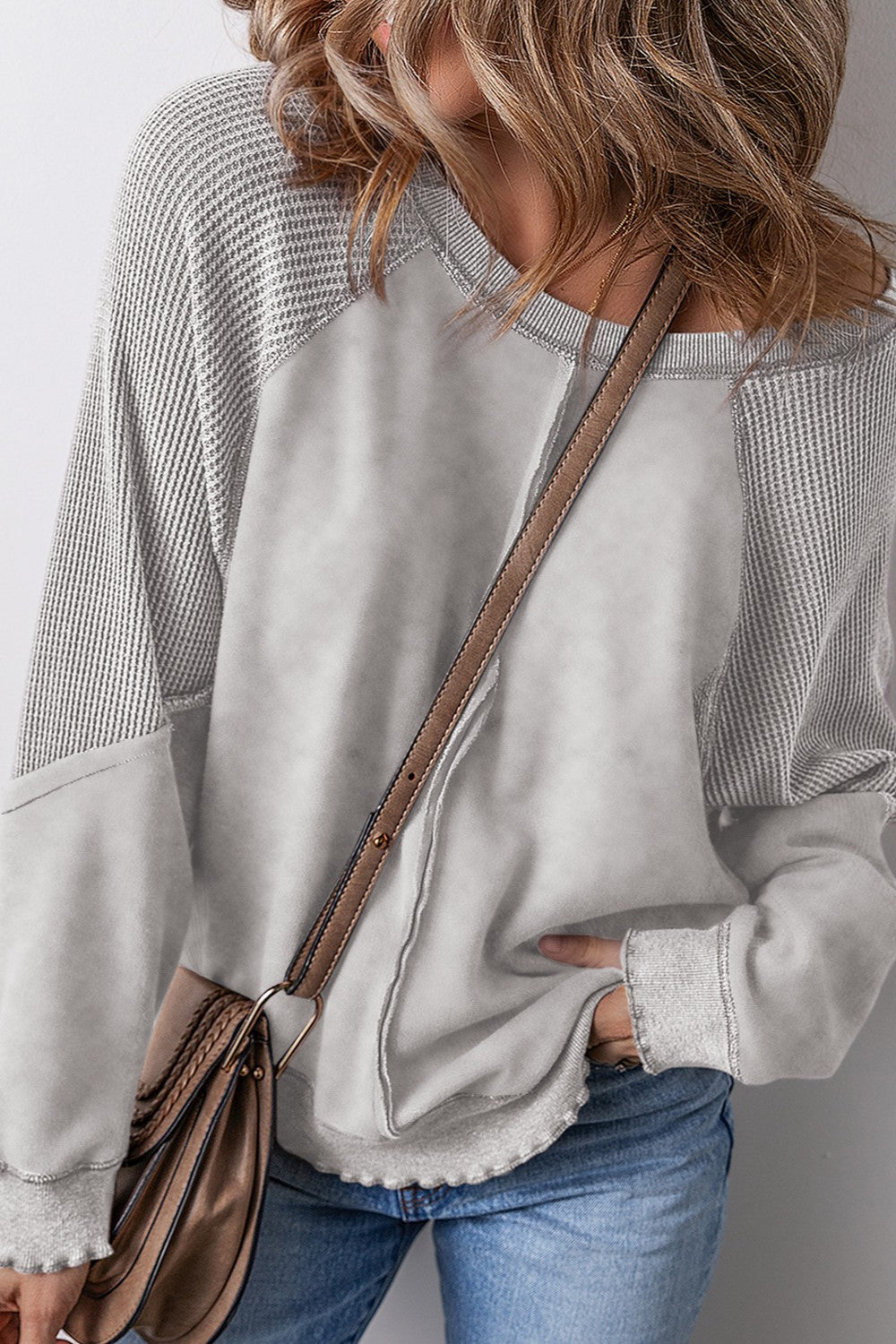 Zimonto - Exposed Seam Long Sleeve Sweatshirt Gray
