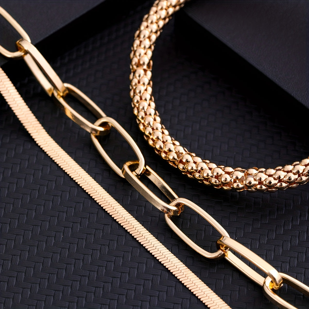 Zimonto - 3Pcs/Set Fashion Thick Chain Link Bracelets Bangles For Men's Vintage Snake Chain Bracelets Set Punk Jewelry