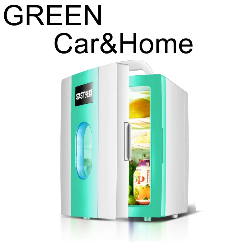Zimonto - Small 10L mini car refrigerator refrigeration student dormitory cosmetic refrigerator car home dual-use Green