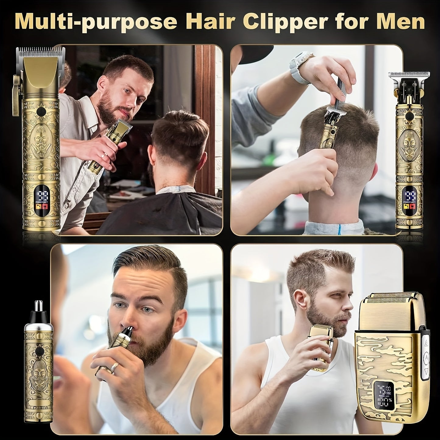 Zimonto - USB Rechargeable Cordless Hair Clippers Trimmer for Men