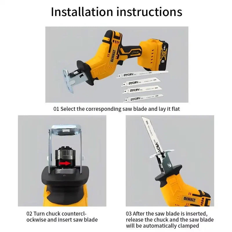Zimonto - Dewalt 2800RPM Cordless Reciprocating Saw 20V Brushless Electric Saw Multifunctional Metal Wood Pipe Cutting Saw Power Tool