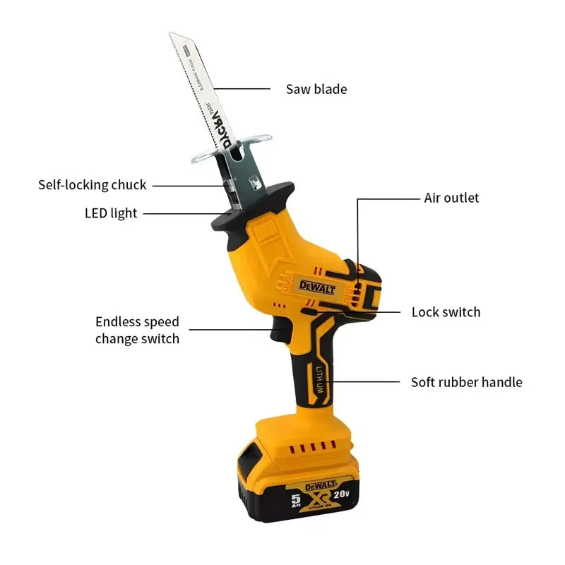 Zimonto - Dewalt 2800RPM Cordless Reciprocating Saw 20V Brushless Electric Saw Multifunctional Metal Wood Pipe Cutting Saw Power Tool
