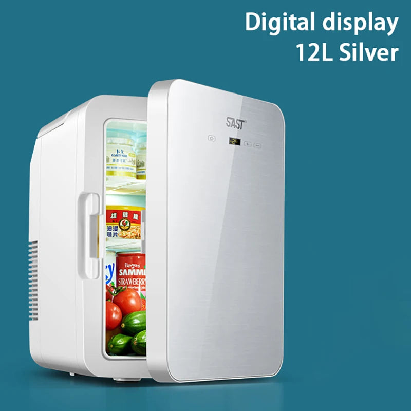 Zimonto - 12L Portable Mini Refrigerator Student Dormitory Heating And Cooling Cosmetics Car Home Dual-Use Refrigeration And Preservation