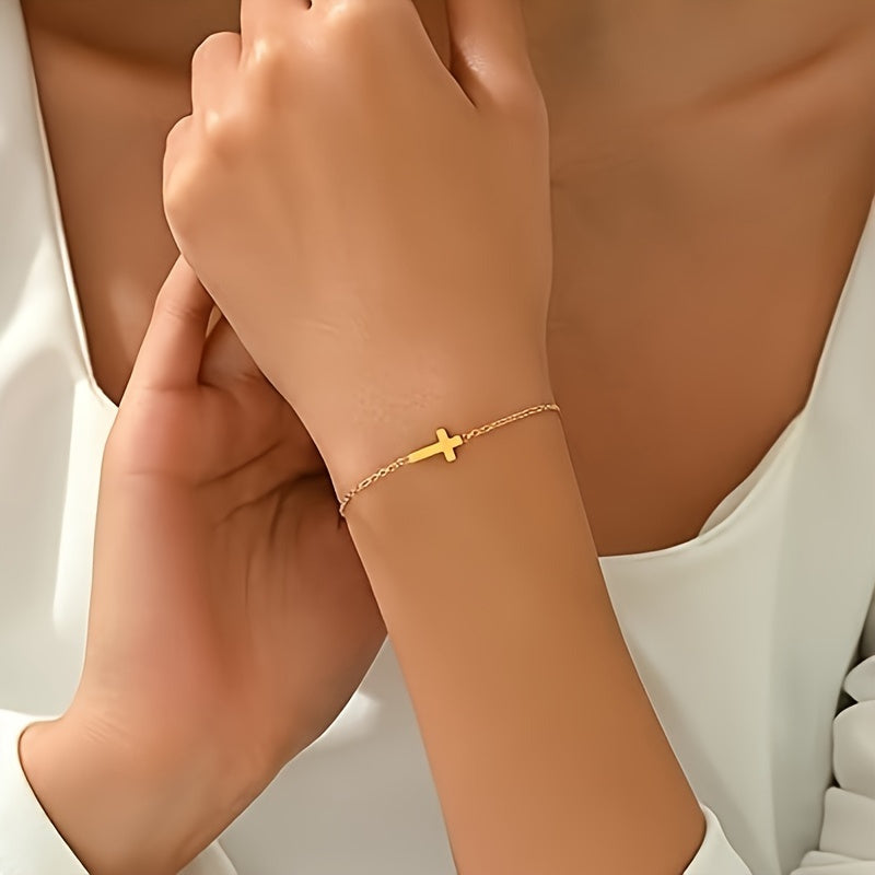 Zimonto - 1pcs Adjustable Stainless Steel Exquisite Golden Pearl Bead Chain Bracelet - Thin Golden Box Cuban Twisted Chain Design