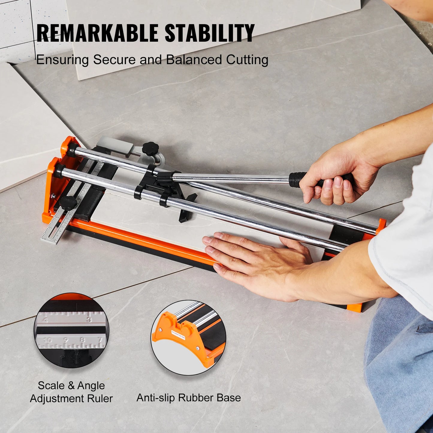 Zimonto - VEVOR Manual Tile Cutter Laser Positioning Single Rails W/ Supporting Feet Professional Push Knife for Cutting Ceramic Porcelain