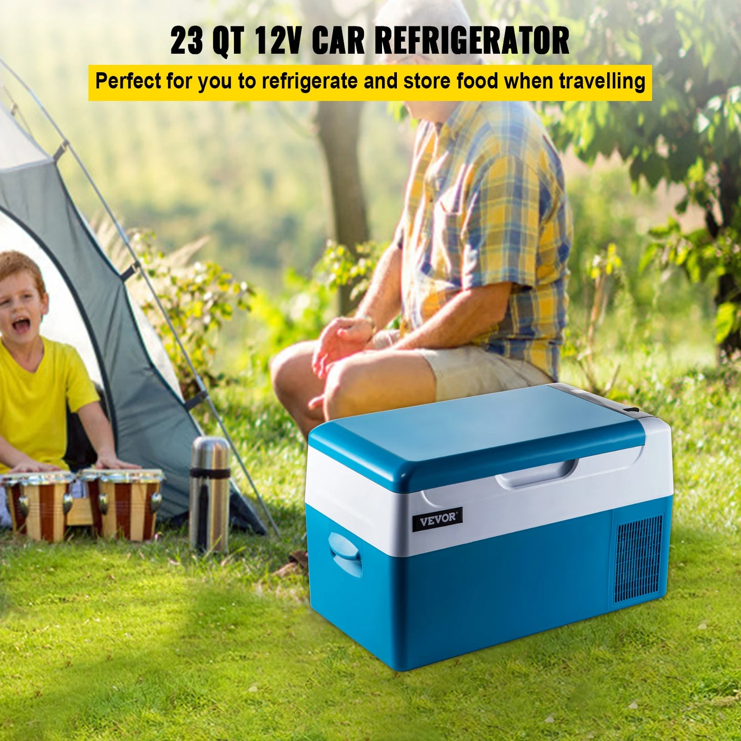 Zimonto - VEVOR Car Refrigerator 22L Compressor Portable Small Refrigerator Freezer Mini Electric Cooler for Driving Travel Fishing Outdoo