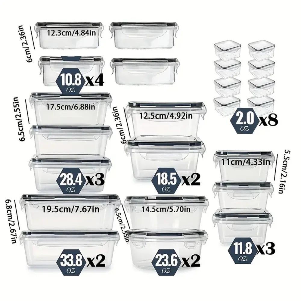 Zimonto - 24pcs Kitchen Storage Container Set - Dishwasher Safe, Reusable Plastic Bins with Flip Lids for Fruits, Vegetables & Meats - Inc