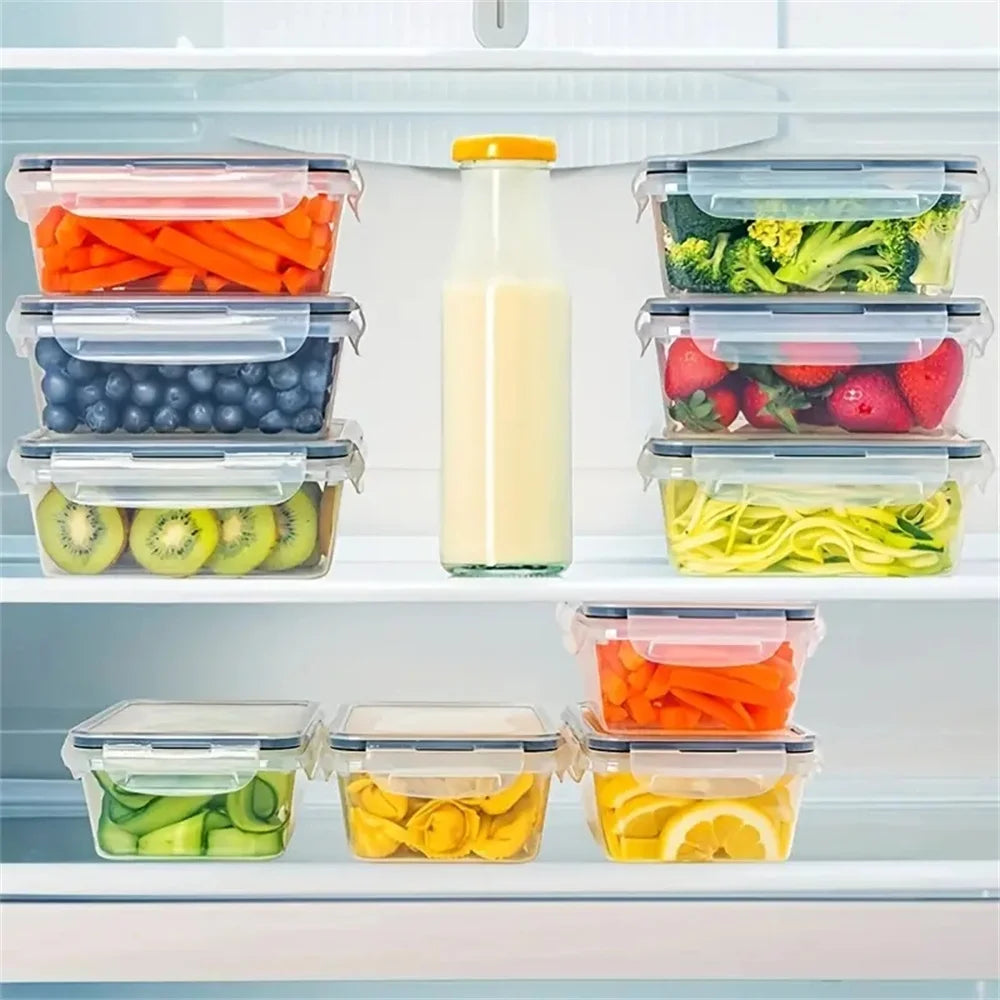 Zimonto - 24pcs Kitchen Storage Container Set - Dishwasher Safe, Reusable Plastic Bins with Flip Lids for Fruits, Vegetables & Meats - Inc