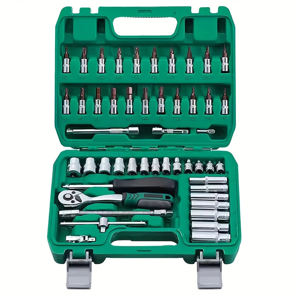 Zimonto - 53pcs, 1/4 Inch Drive Socket Ratchet Wrench Set, Bit Socket, Metric And Extension Bar Set For Automotive Repair United States 53pcs 72 tooth