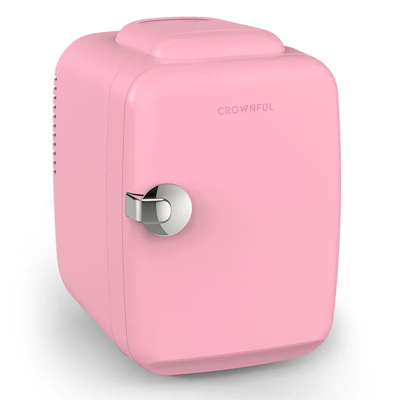 Zimonto - Crownful 4L Mini Fridge 110V 220V Beauty Makeup Skincare Refrigerator AC/DC Heated Cooling Beauty Refrigerator Car Mini Fridge United States Pink
