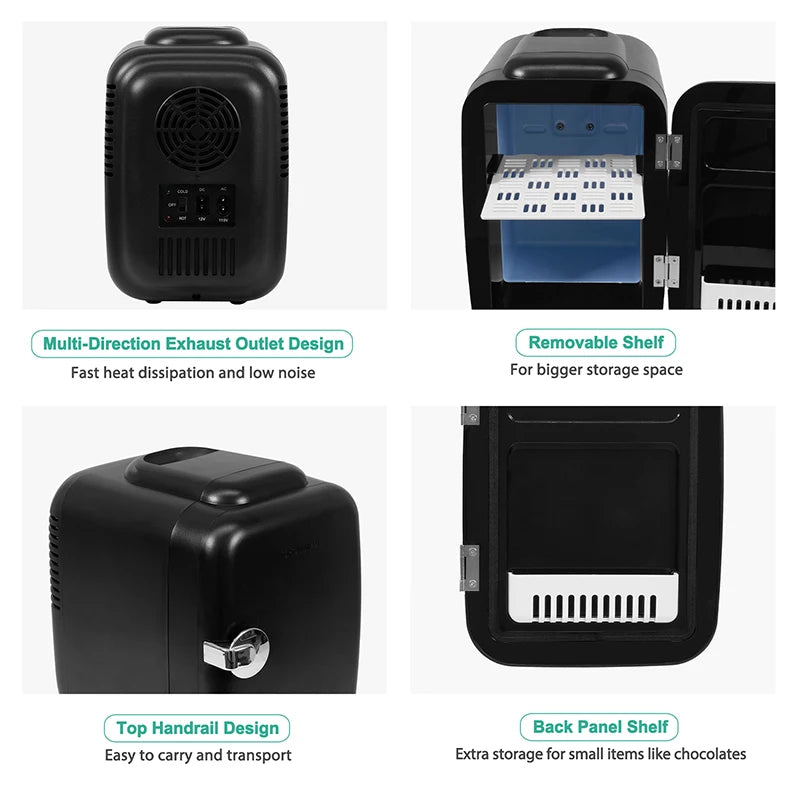 Zimonto - Crownful 4L Mini Fridge 110V 220V Beauty Makeup Skincare Refrigerator AC/DC Heated Cooling Beauty Refrigerator Car Mini Fridge