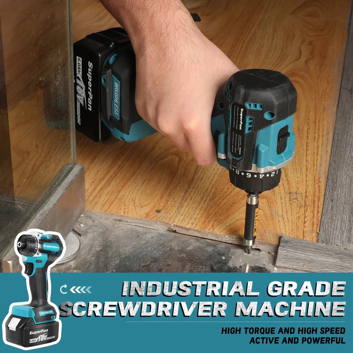 Zimonto - Superpan Brushless Motor Cordless Impact Drill Electric Screwdriver Electric Hammer Hand Lithium-Ion Battery Power Tools