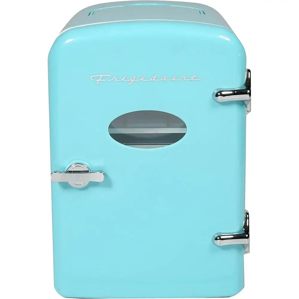 Zimonto - Portable Retro Mini Fridge Cooler 9 Can Capacity Personal Skincare Snacks Drinks with AC DC Power Options Car Office Bedroom
