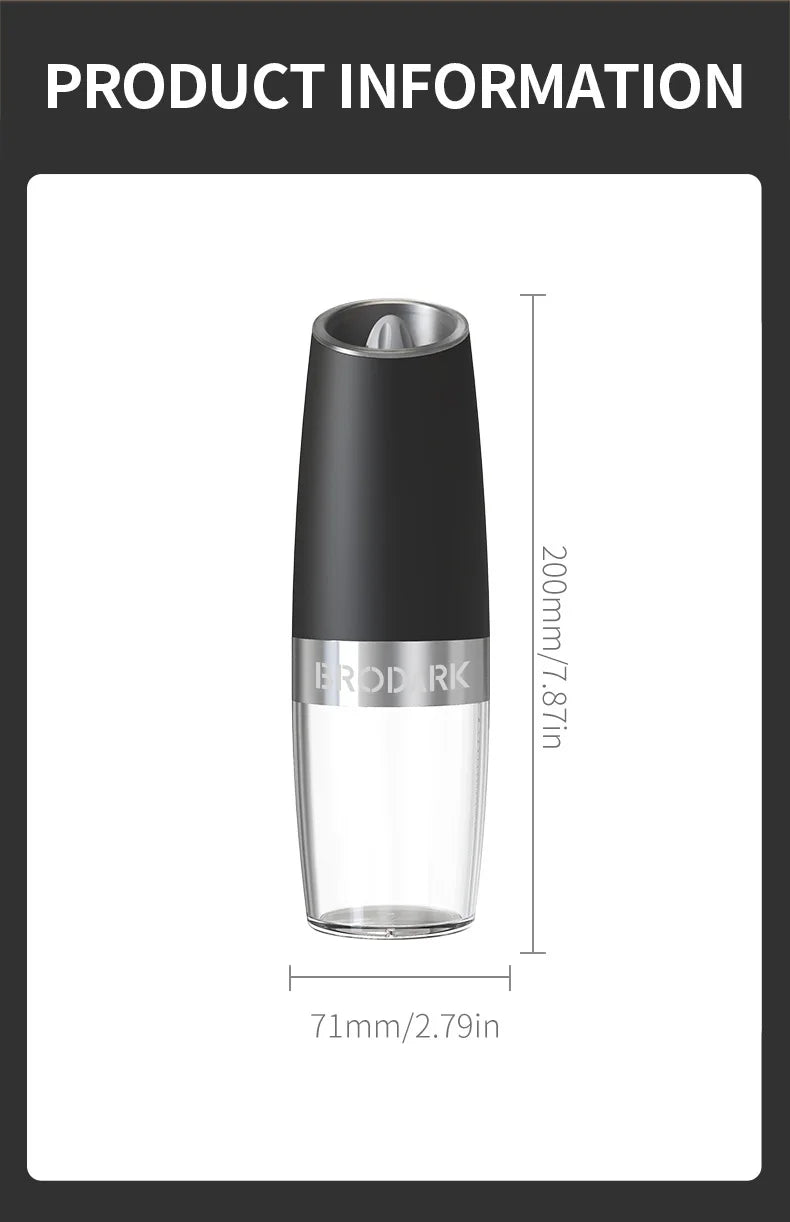 Zimonto - 1/2pcs Gravity Electric Salt And Pepper Grinder Set, Battery Powered LED Light One HandAutomatic Operation