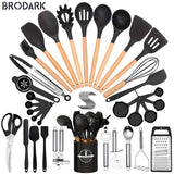 Brodark 44-Piece Non-Stick Silicone Kitchenware Set with Ergonomic Grip and Dishwasher Safe Design