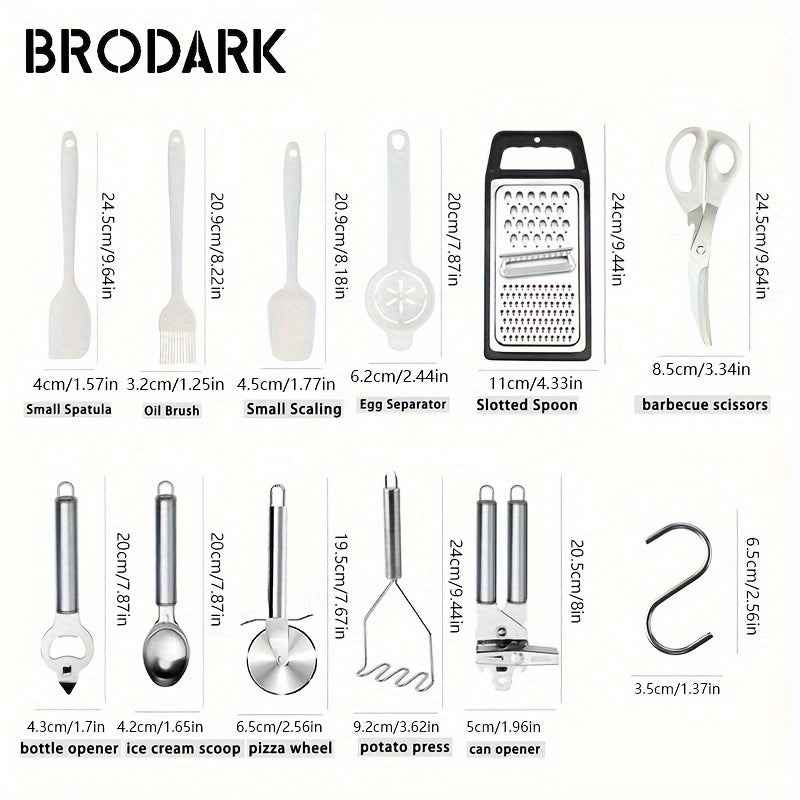 Brodark 44-Piece Non-Stick Silicone Kitchenware Set with Ergonomic Grips and Vibrant Colors