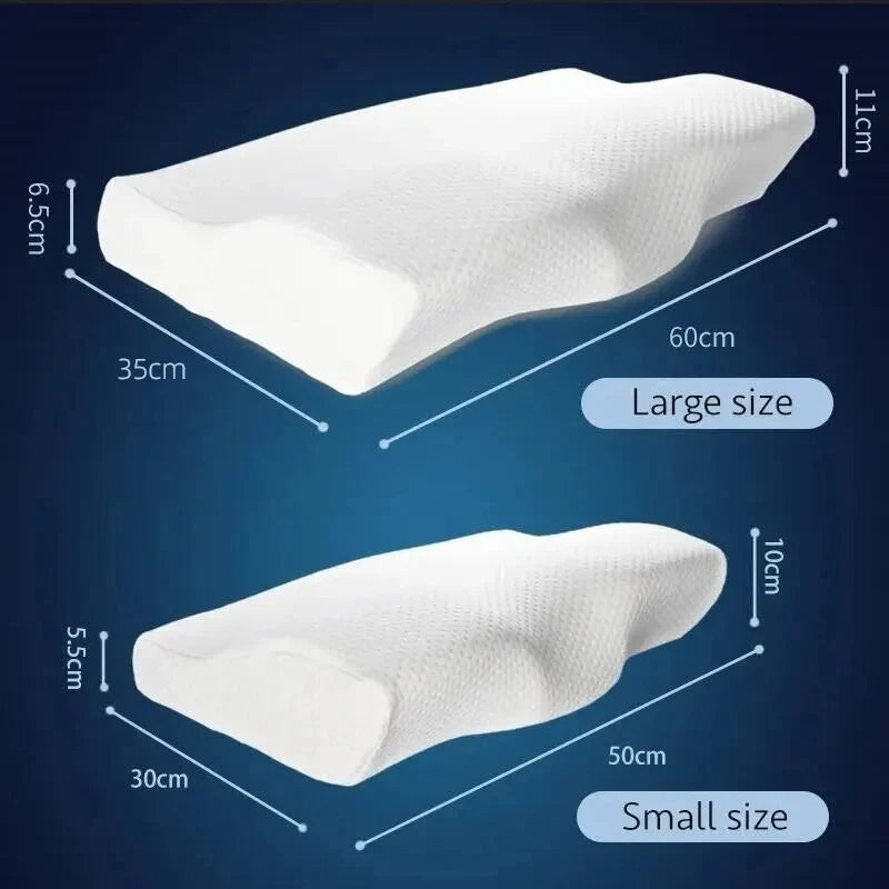 Zimonto - 1 pc Memory Foam Bed Orthopedic Pillow Neck Protection Slow Rebound Memory Pillow Butterfly Shaped Health Cervical Neck