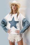 Zimonto - Double Take Raw Edge Star Contrast Sweatshirt White