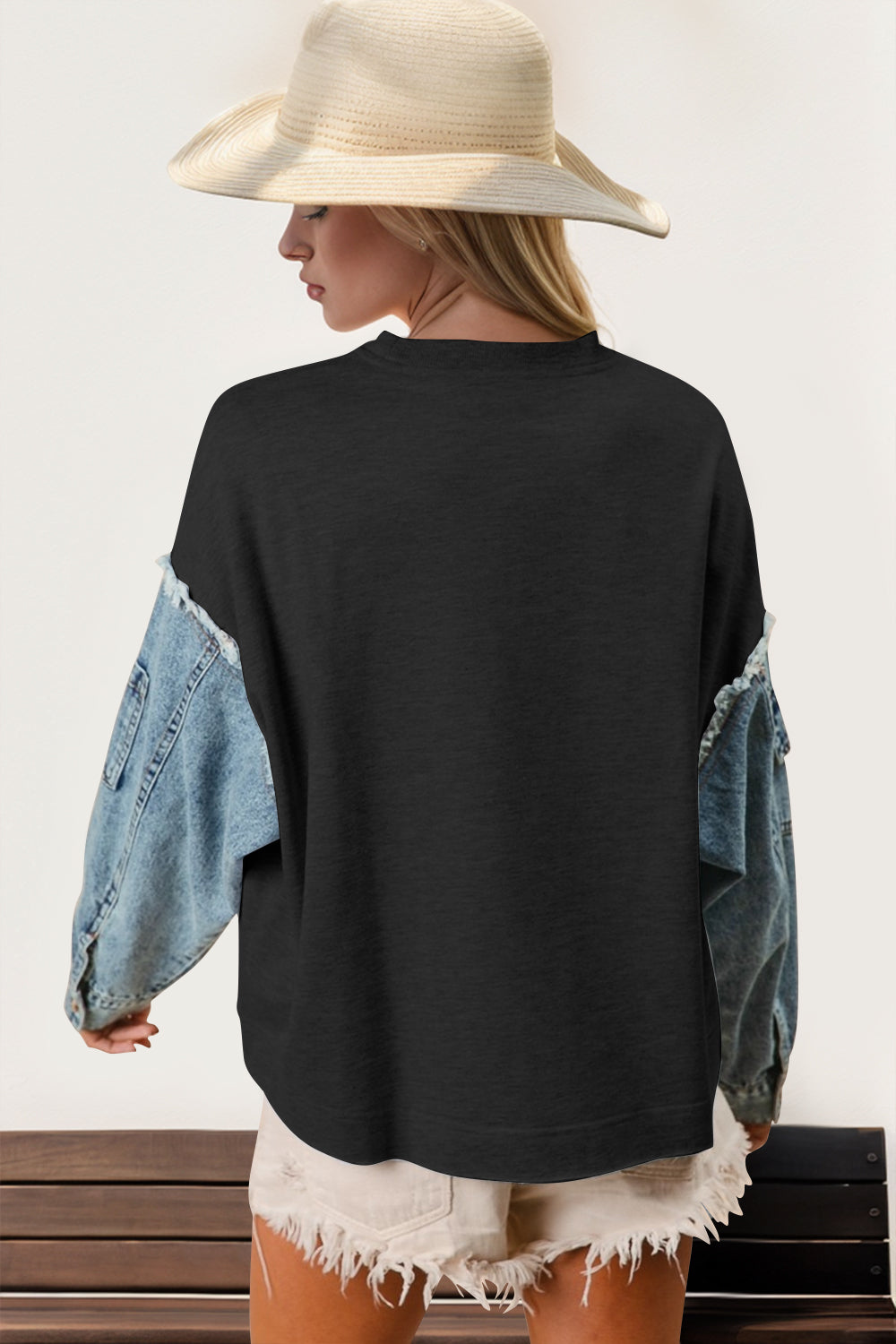 Zimonto - Double Take Raw Edge Star Contrast Sweatshirt