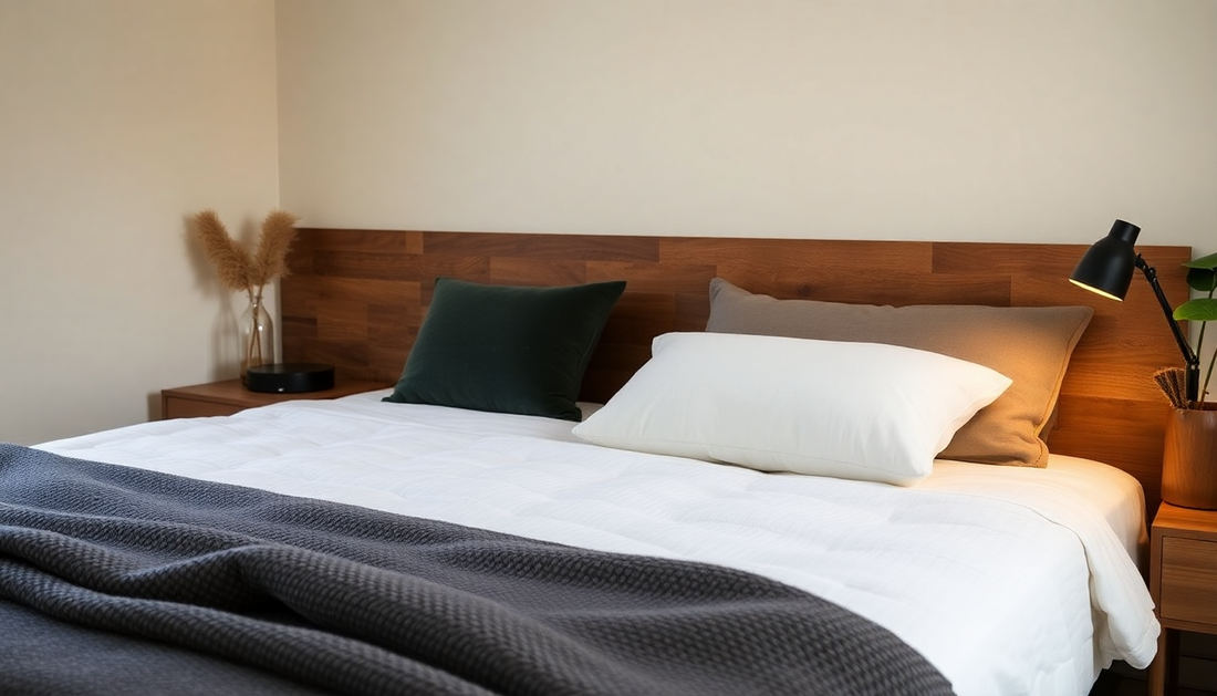 A cozy bedroom with a natural latex pillow