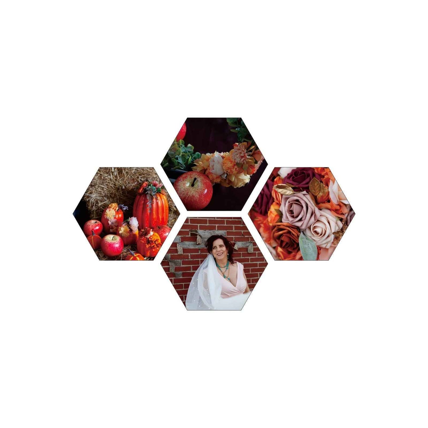 Custom Photo Hexagon Tile Print, Personalized Wall Art, 9.4x8 Inch Picture, Collage, Family Photo Gift, Adhesive Mount, No Damage