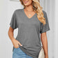 Ruched V-Neck Short Sleeve T-Shirt
