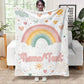 Personalized Rainbow Hearts Flannel Blanket Soft Warm Durable