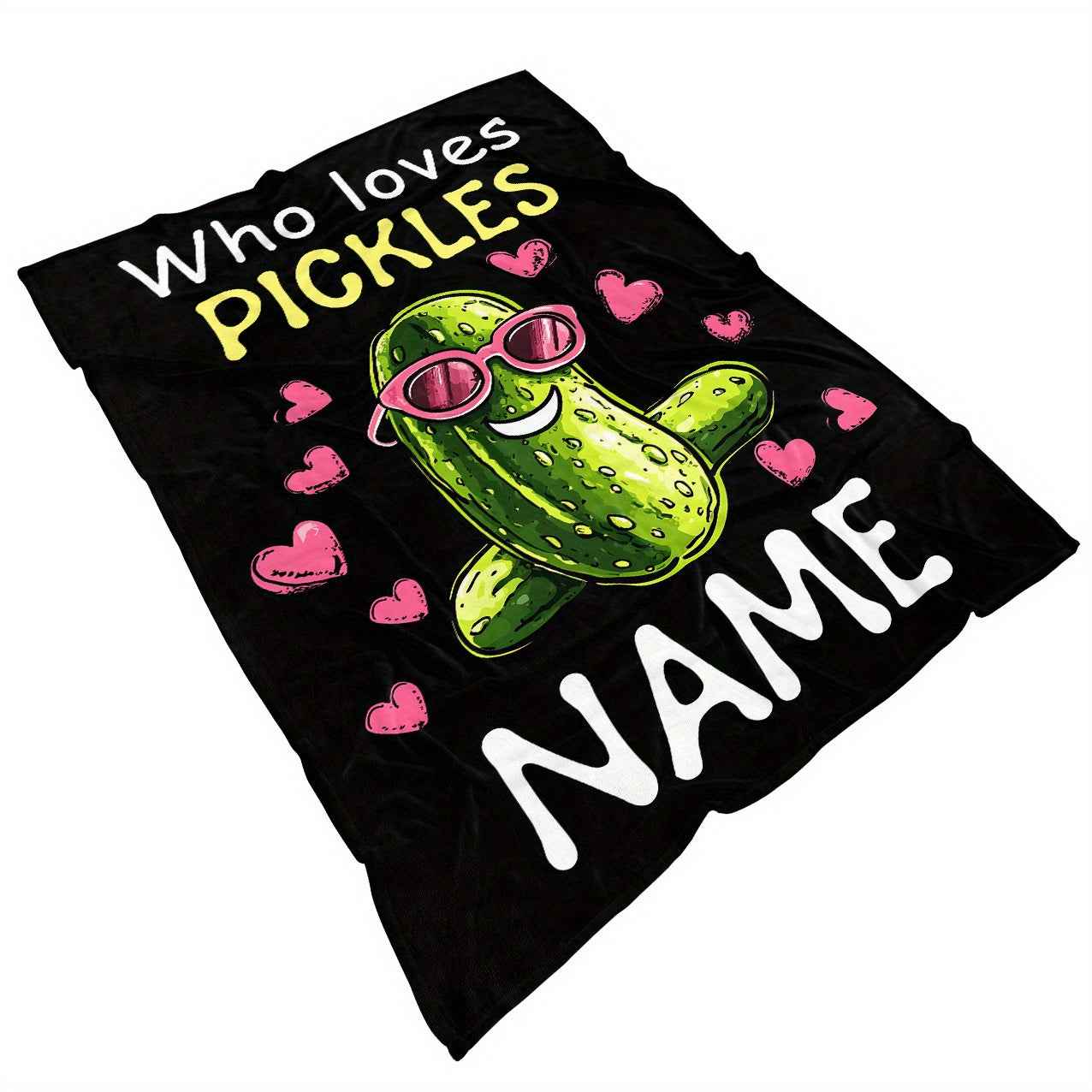 Custom Name Cactus Pickle Blanket Cozy Personalized Gift