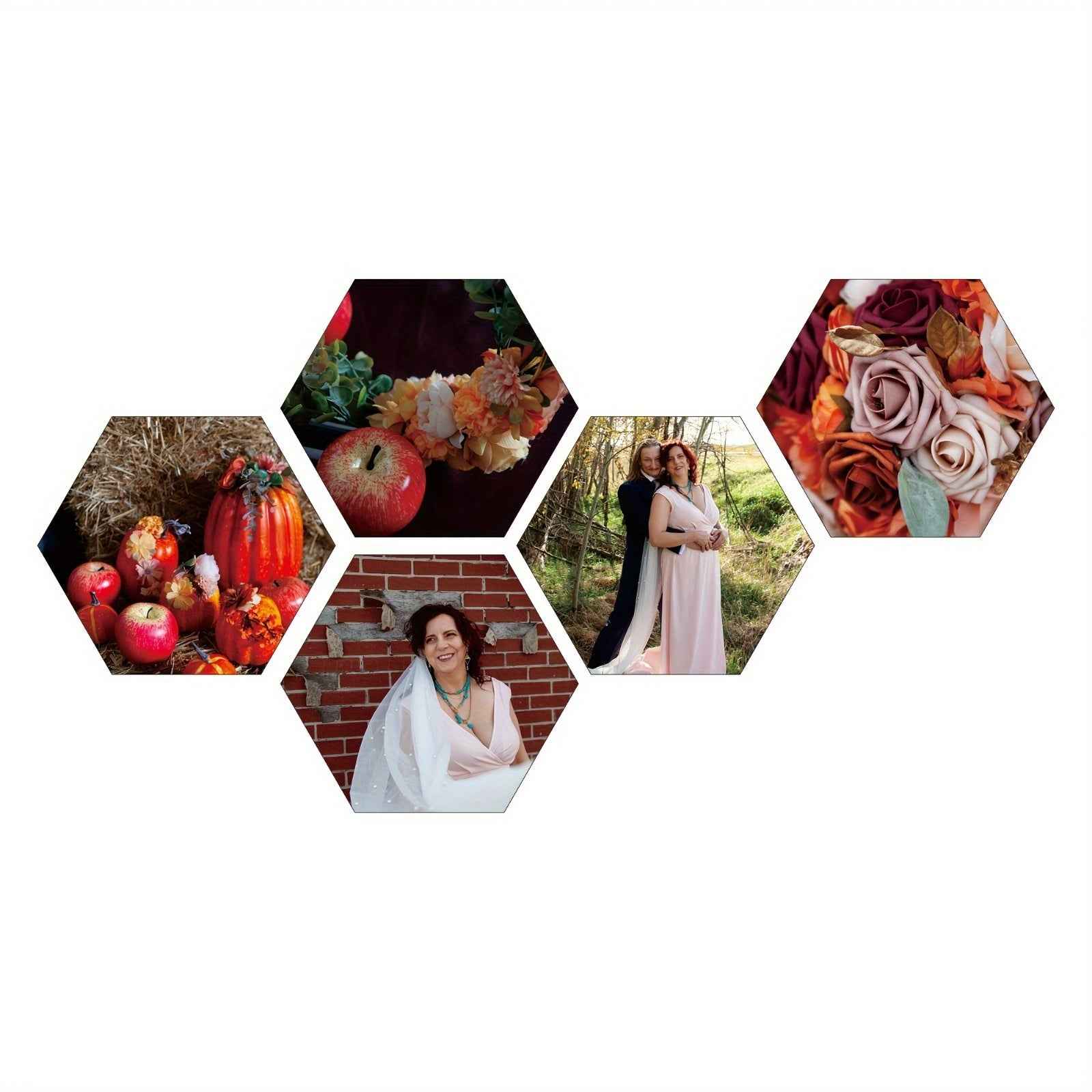 Custom Photo Hexagon Tile Print, Personalized Wall Art, 9.4x8 Inch Picture, Collage, Family Photo Gift, Adhesive Mount, No Damage