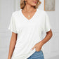 Ruched V-Neck Short Sleeve T-Shirt