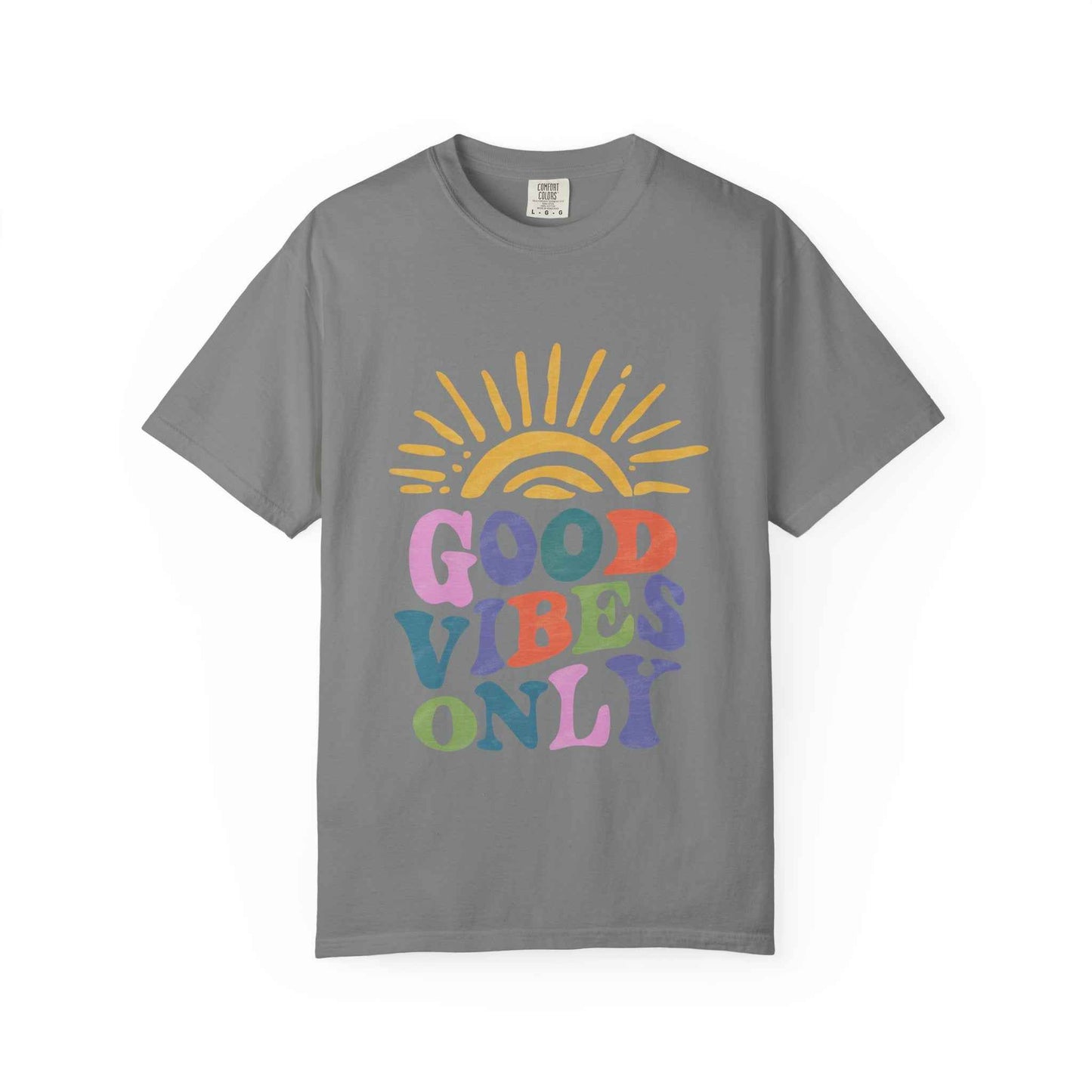 Good Vibes Only T-Shirt - Retro Rainbow Sun Graphic Tee