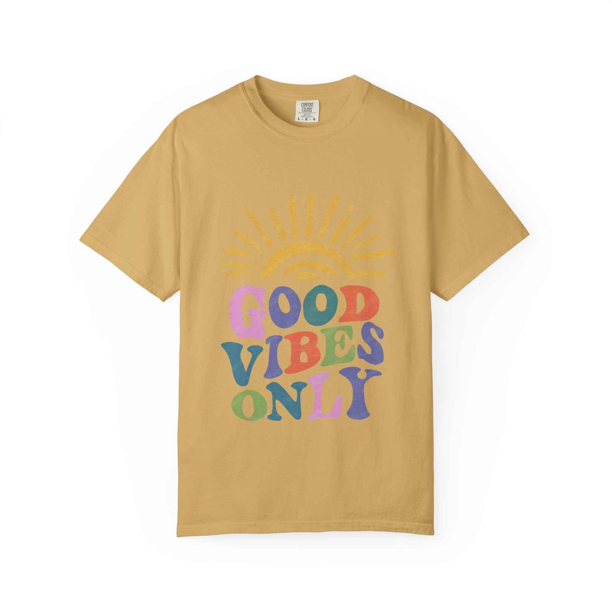 Good Vibes Only T-Shirt - Retro Rainbow Sun Graphic Tee