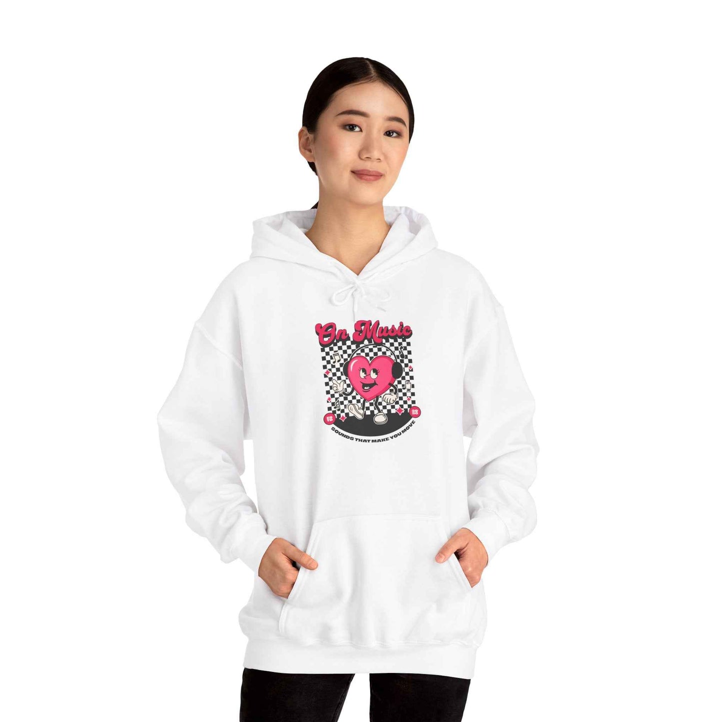 Be Moved Retro Heart Checkerboard Graphic Hoodie