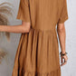 Full Size Ruched V-Neck Short Sleeve Dress