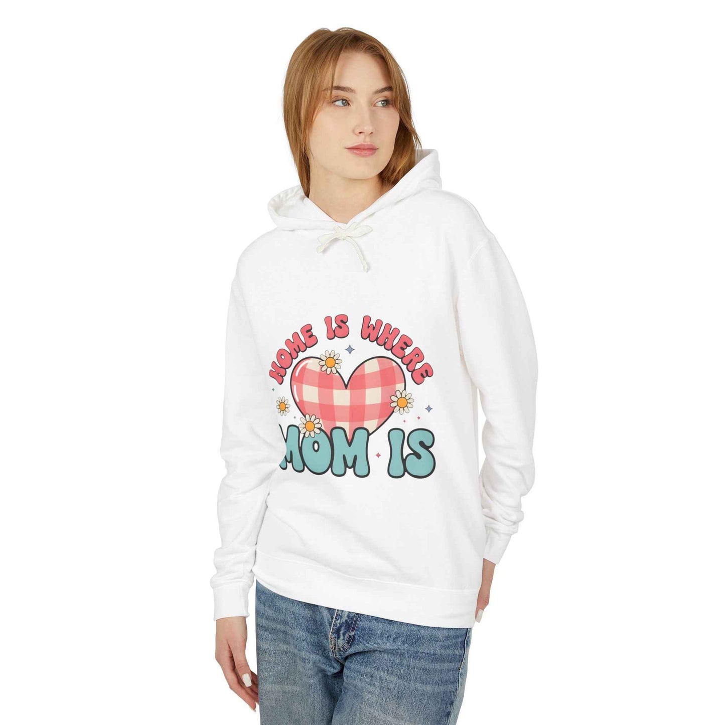 Home Is Where Mom Is Hoodie — Plaid Heart Mother's Day Sweatshirt