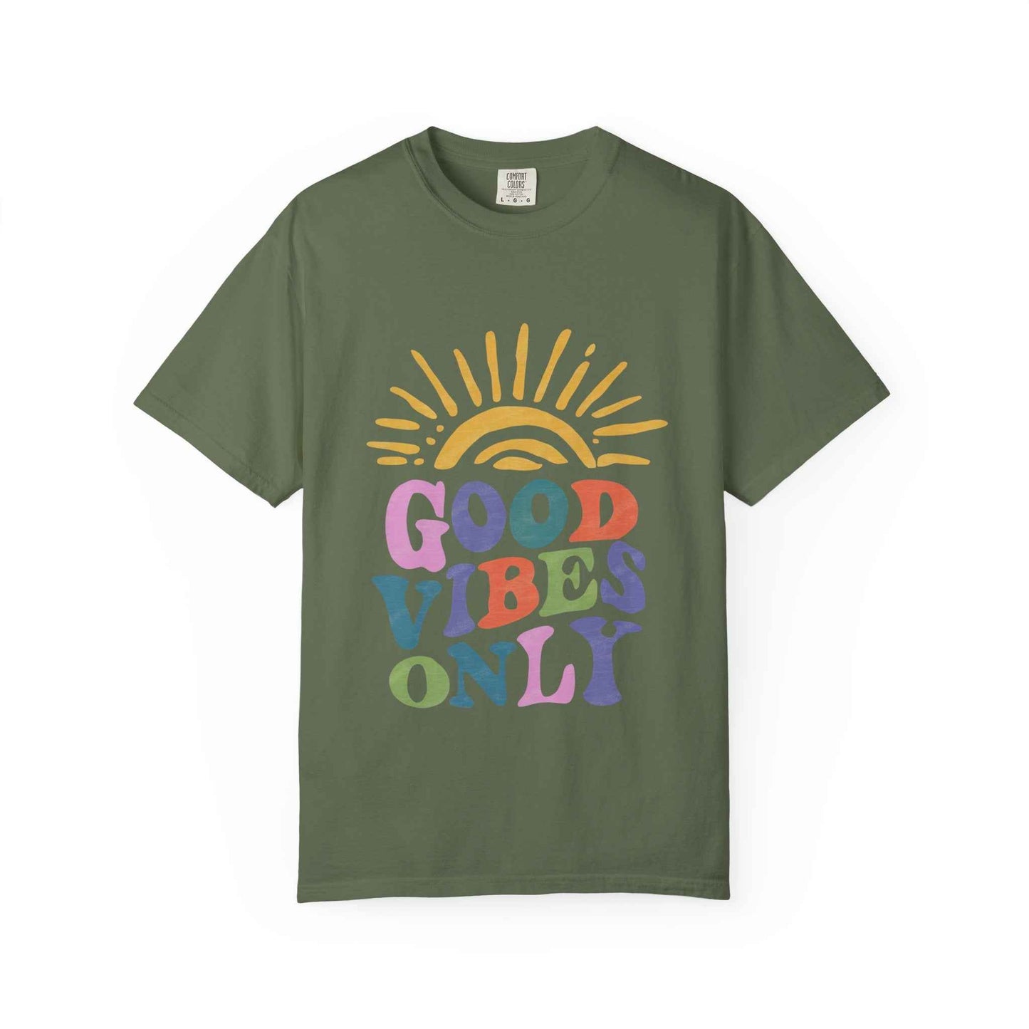 Good Vibes Only T-Shirt - Retro Rainbow Sun Graphic Tee