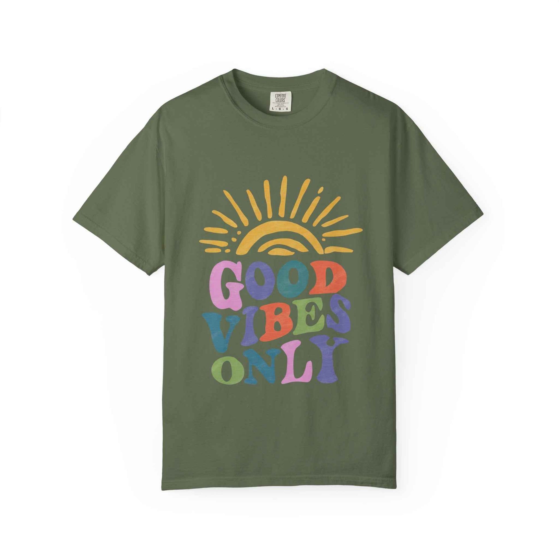 Good Vibes Only T-Shirt - Retro Rainbow Sun Graphic Tee