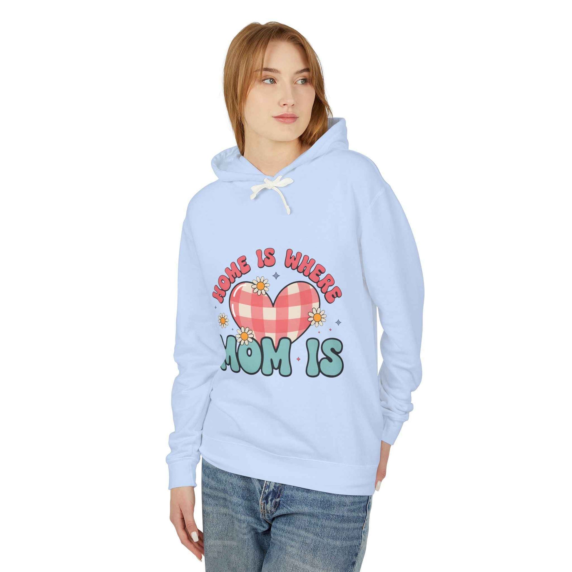 Home Is Where Mom Is Hoodie — Plaid Heart Mother's Day Sweatshirt