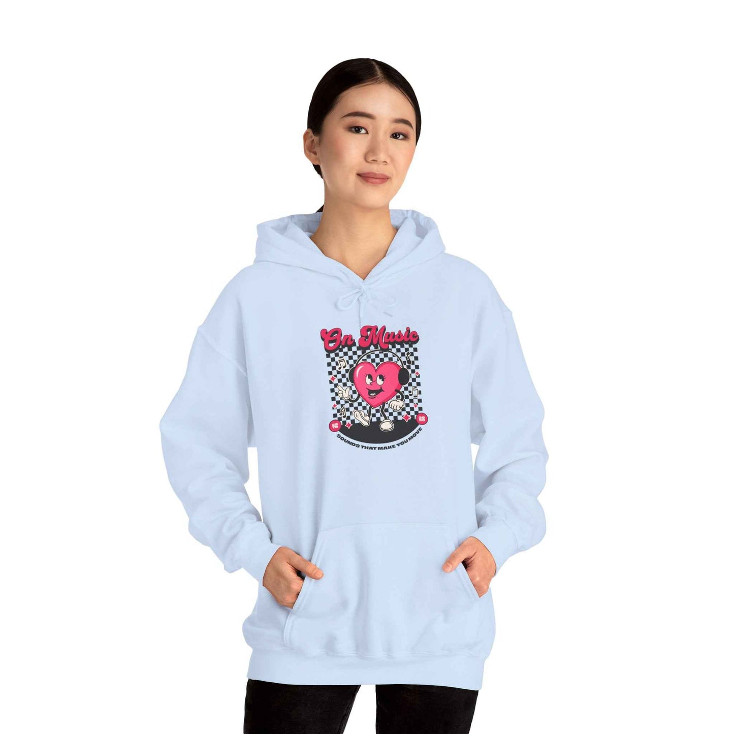 Be Moved Retro Heart Checkerboard Graphic Hoodie