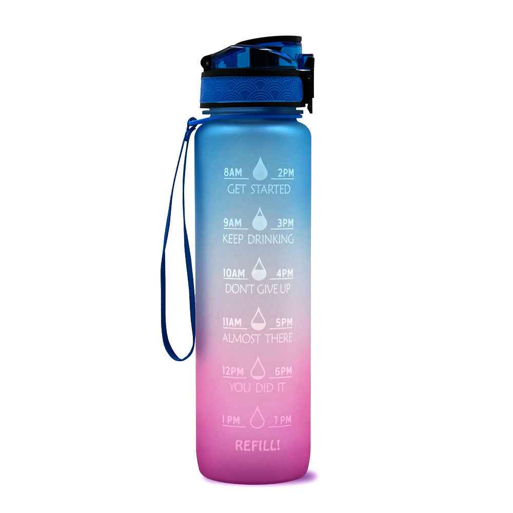 1L Motivational Tritan Water Bottle With Time Markers & Leakproof Design For Fitness & Sports