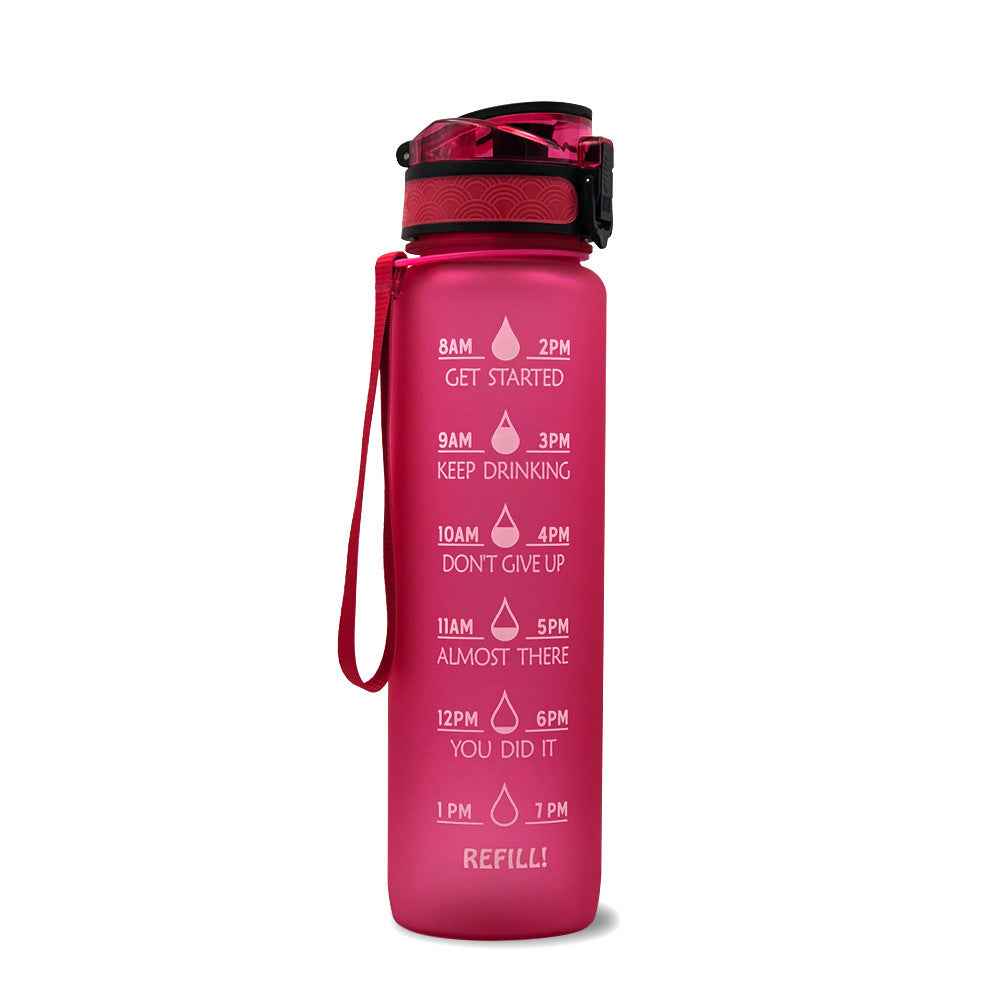 1L Motivational Tritan Water Bottle With Time Markers & Leakproof Design For Fitness & Sports
