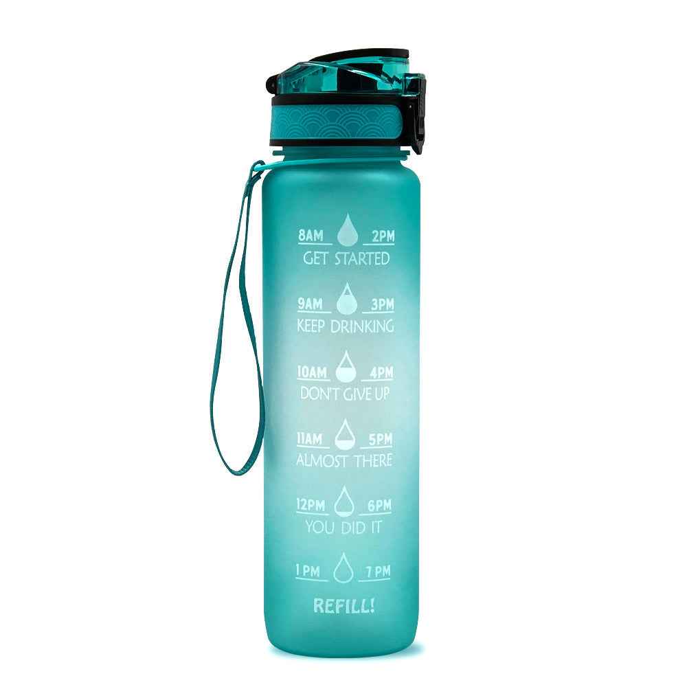1L Motivational Tritan Water Bottle With Time Markers & Leakproof Design For Fitness & Sports