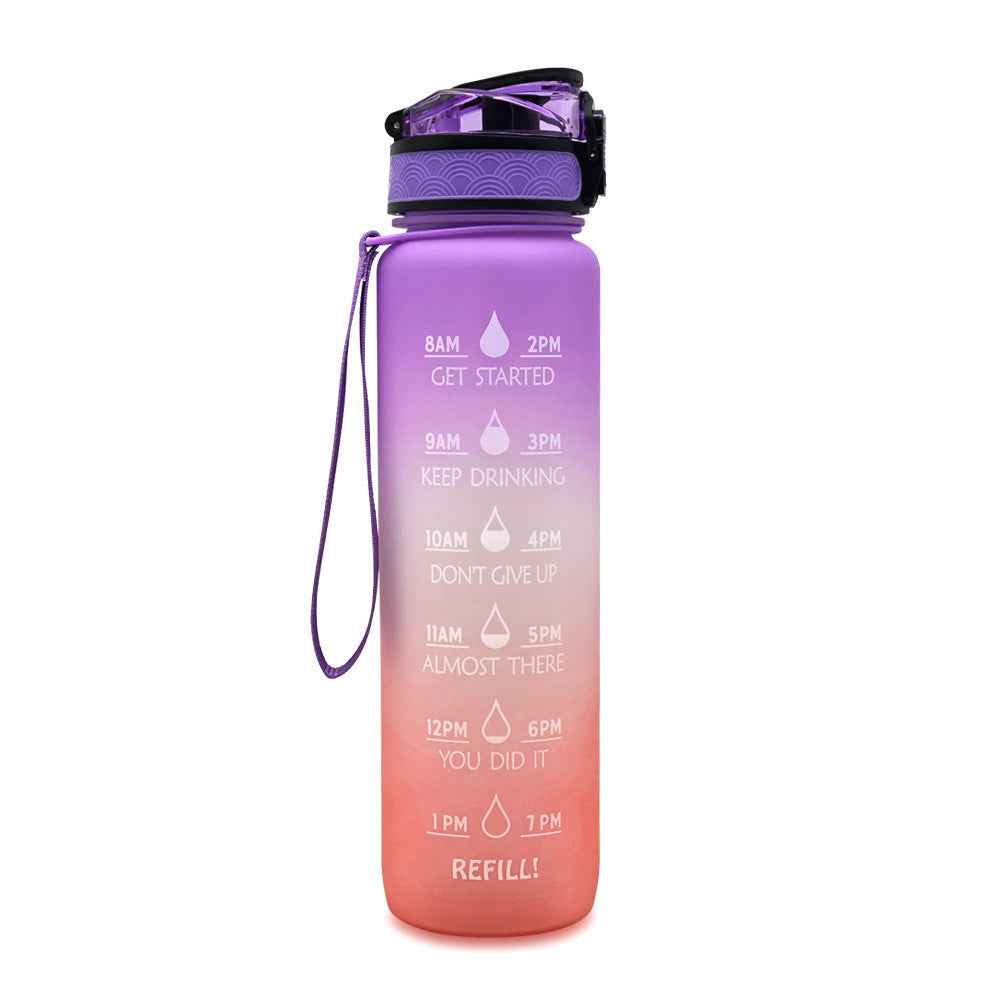 1L Motivational Tritan Water Bottle With Time Markers & Leakproof Design For Fitness & Sports