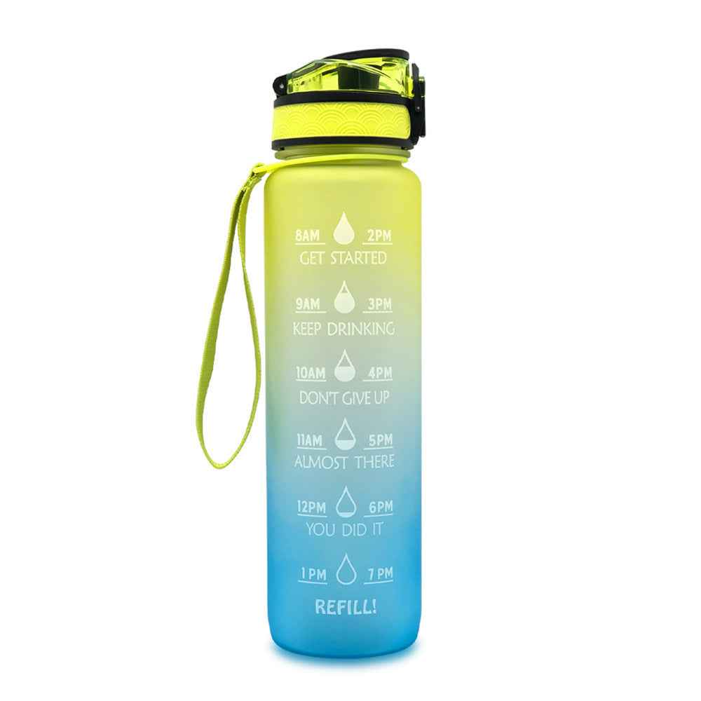 1L Motivational Tritan Water Bottle With Time Markers & Leakproof Design For Fitness & Sports