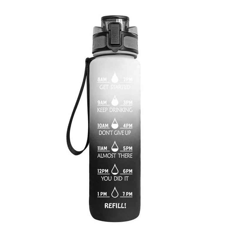 1L Motivational Tritan Water Bottle With Time Markers & Leakproof Design For Fitness & Sports